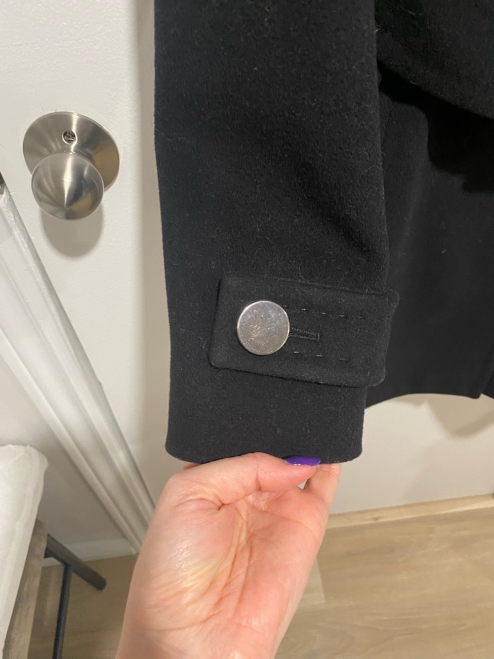 Aritzia Black Double-Breasted Belted Wool Trench Coat - Picture 6 of 8